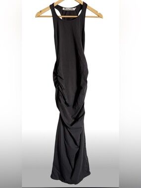 Michael Stars Vivian Racerback Ruched Midi Dress Black Size M